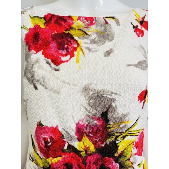 MARINA RINALDI Multicolor Printed Floral Sleeveless Knee Length Sheath Dress 14 - Picture 3 of 5